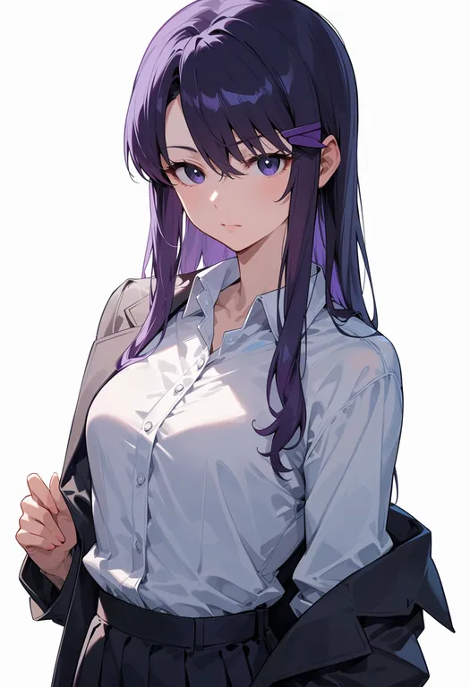 masterpiece, best quality, score_7, safe, tsukikage yuri, solo, upper body, simple background — by k3scat, made with ComfyUI