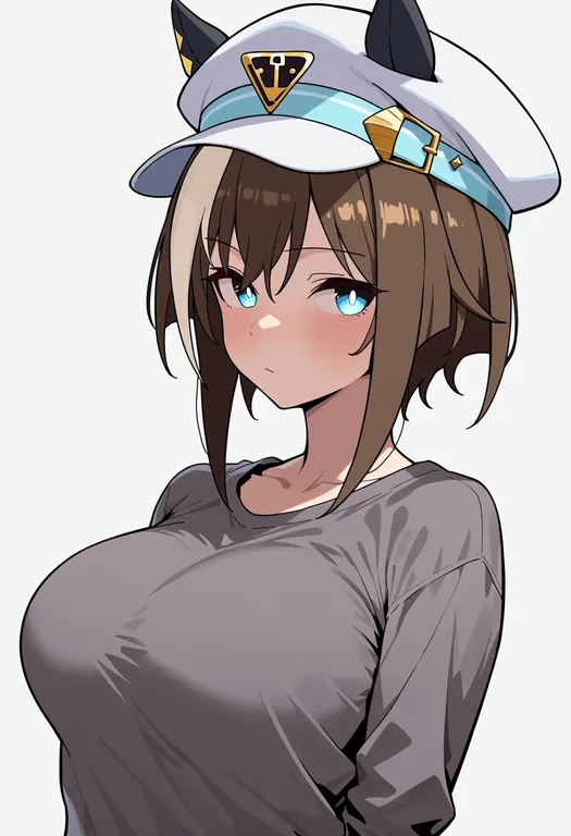 masterpiece, best quality, score_7, safe, cheval grand (umamusume), umamusume, solo, upper body, simple background — by k3scat, made with ComfyUI