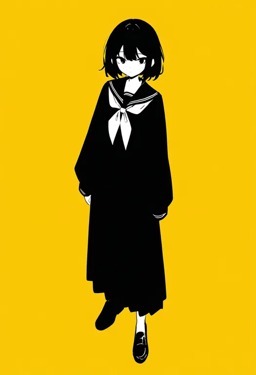 masterpiece, best quality, newest, absurdres, highres, safe, yellow_outline, 1girl, solo, simple_background — by k3scat, made with ComfyUI