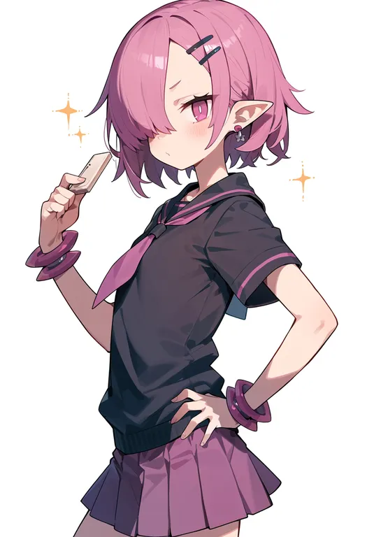 masterpiece, best quality, score_7, safe, makai senki disgaea, solo, simple background — by k3scat, made with ComfyUI