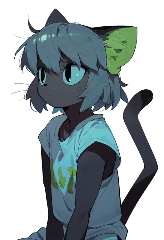masterpiece, best quality, score_7, safe, luo xiaohei (cat), solo, upper body, simple background — by k3scat, made with ComfyUI