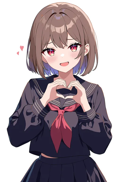 masterpiece, best quality, newest, absurdres, highres, safe, heart_hands_failure, 1girl, solo, simple_background — by k3scat, made with ComfyUI