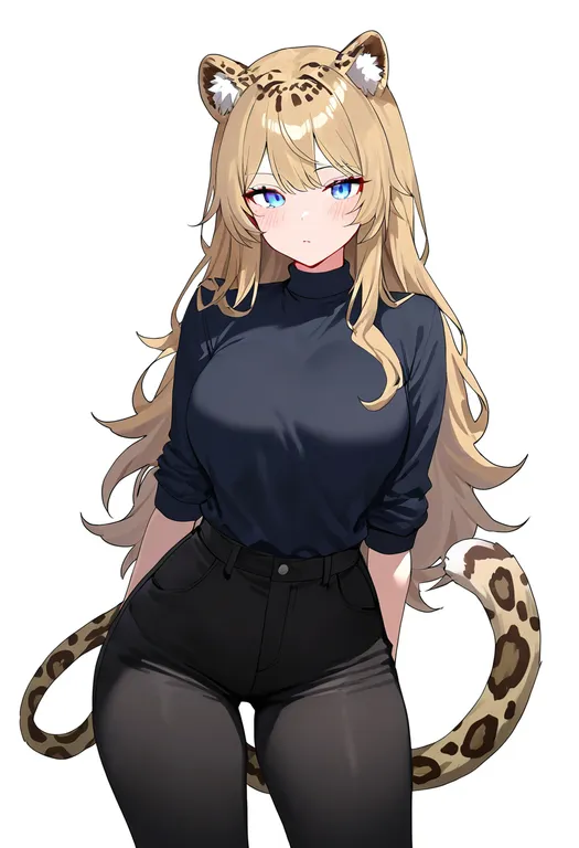 masterpiece, best quality, newest, absurdres, highres, safe, leopard_tail, 1girl, solo, simple_background — by k3scat, made with ComfyUI