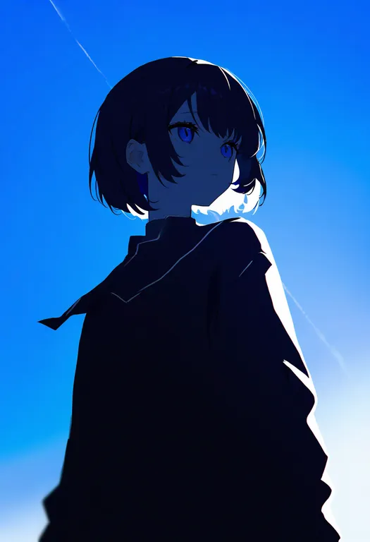 masterpiece, best quality, newest, absurdres, highres, safe, sky, 1girl, solo, simple_background — by k3scat, made with ComfyUI