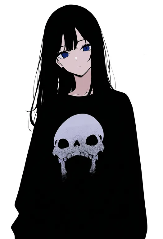 masterpiece, best quality, newest, absurdres, highres, safe, skull_print, 1girl, solo, simple_background — by k3scat, made with ComfyUI