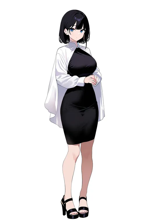 masterpiece, best quality, newest, absurdres, highres, safe, high_heel_sandals, 1girl, solo, simple_background — by k3scat, made with ComfyUI