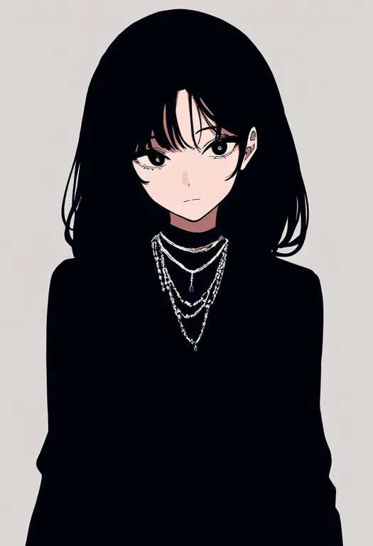 masterpiece, best quality, newest, absurdres, highres, safe, multiple_necklaces, 1girl, solo, simple_background — by k3scat, made with ComfyUI