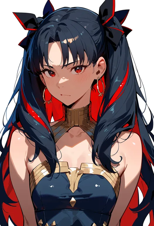 masterpiece, best quality, score_7, safe, space ishtar (fate), solo, upper body, simple background — by k3scat, made with ComfyUI