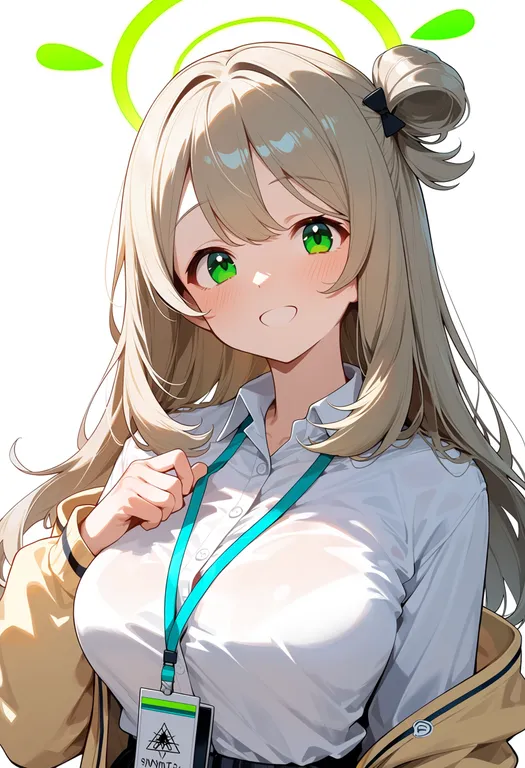 masterpiece, best quality, score_7, safe, nonomi (blue archive), blue archive, solo, upper body, simple background — by k3scat, made with ComfyUI