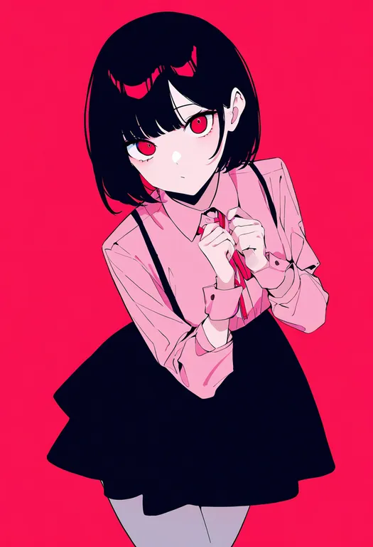 masterpiece, best quality, newest, absurdres, highres, safe, pink_wrist_cuffs, 1girl, solo, simple_background — by k3scat, made with ComfyUI