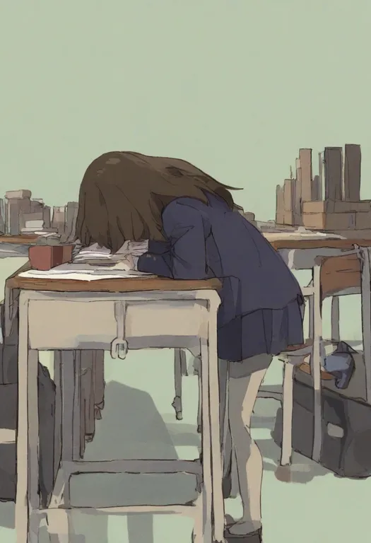 masterpiece, best quality, general, desk, 1girl, solo, simple background — by k3scat, made with ComfyUI