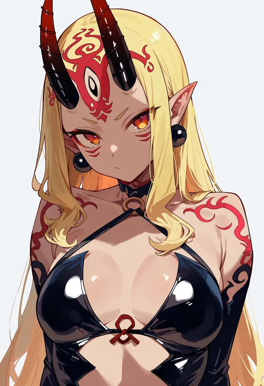 masterpiece, best quality, score_7, safe, ibaraki douji (berserker) (fate), solo, upper body, simple background — by k3scat, made with ComfyUI