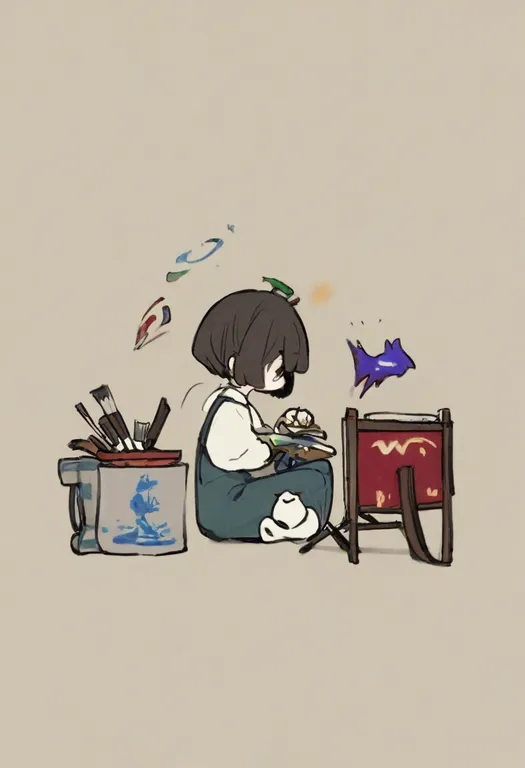 masterpiece, best quality, general, paintbrush, 1girl, solo, simple background — by k3scat, made with ComfyUI