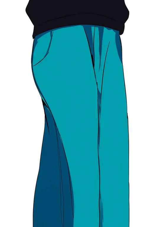 masterpiece, best quality, newest, absurdres, highres, safe, aqua_pants, 1girl, solo, simple_background — by k3scat, made with ComfyUI