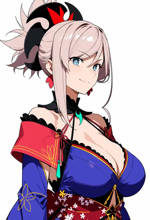 masterpiece, best quality, score_7, safe, miyamoto musashi (third ascension) (fate), solo, upper body, simple background — by k3scat, made with ComfyUI