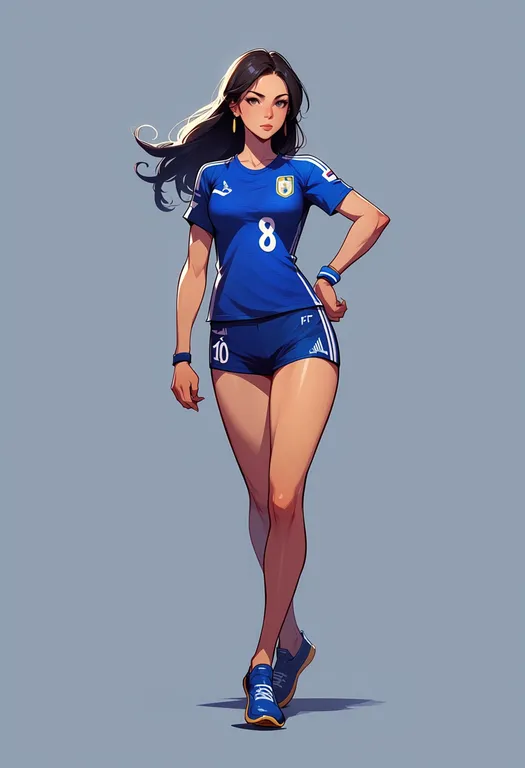masterpiece, best quality, score_7, safe, 2015 fifa women's world cup, solo, full body, simple background — by k3scat, made with ComfyUI