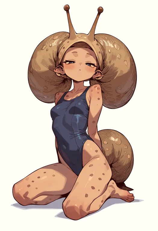 masterpiece, best quality, score_7, safe, snail, 1girl, solo, simple background — by k3scat, made with ComfyUI