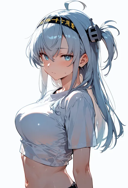 masterpiece, best quality, score_7, safe, suzutsuki (kancolle), solo, upper body, simple background — by k3scat, made with ComfyUI