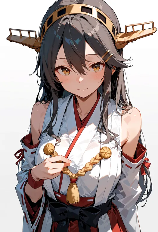masterpiece, best quality, score_7, safe, haruna kai ni (kancolle), solo, upper body, simple background — by k3scat, made with ComfyUI