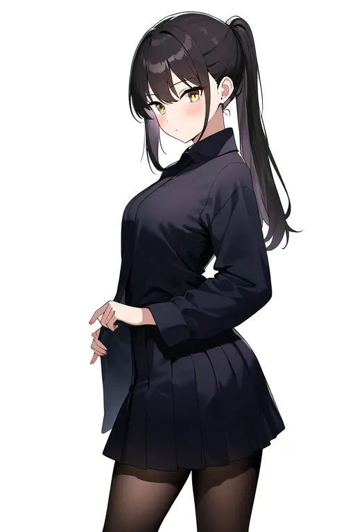 masterpiece, best quality, newest, absurdres, highres, safe, brown_pantyhose, 1girl, solo, simple_background — by k3scat, made with ComfyUI