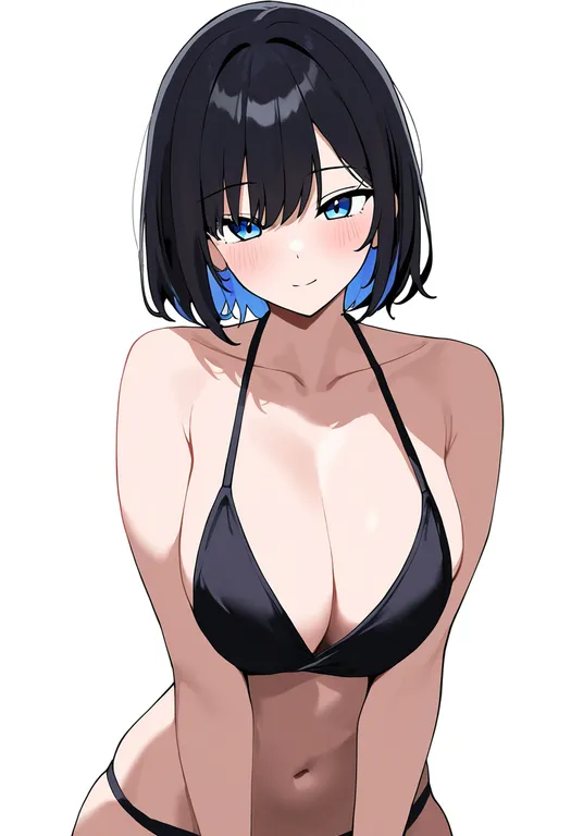masterpiece, best quality, newest, absurdres, highres, safe, triangle_bikini_top, 1girl, solo, simple_background — by k3scat, made with ComfyUI
