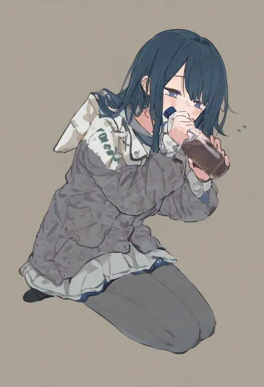 masterpiece, best quality, general, plastic bottle, 1girl, solo, simple background — by k3scat, made with ComfyUI