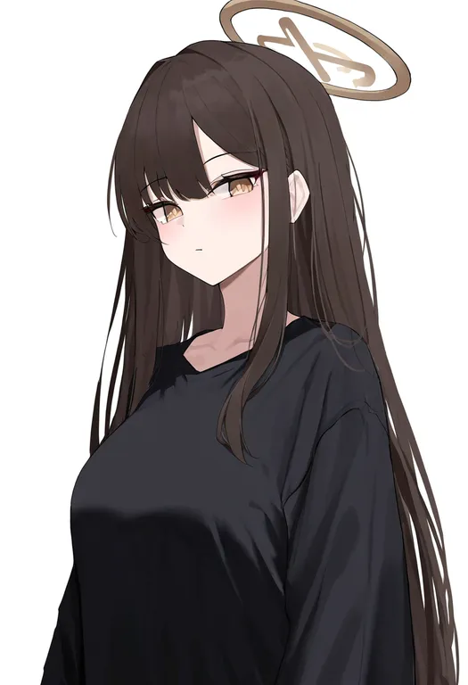 masterpiece, best quality, newest, absurdres, highres, safe, brown_halo, 1girl, solo, simple_background — by k3scat, made with ComfyUI