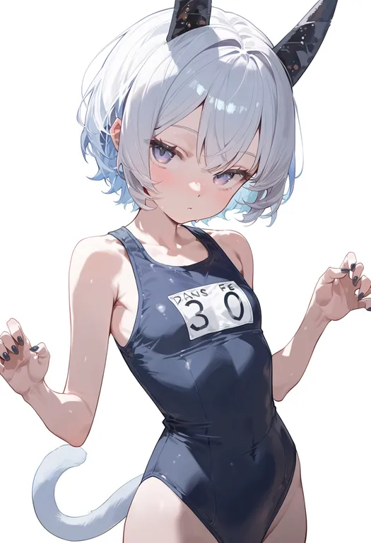 masterpiece, best quality, score_7, safe, short tail, 1girl, solo, simple background — by k3scat, made with ComfyUI