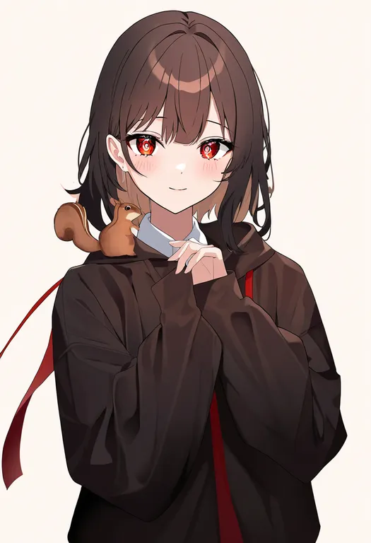 masterpiece, best quality, newest, absurdres, highres, safe, squirrel, 1girl, solo, simple_background — by k3scat, made with ComfyUI