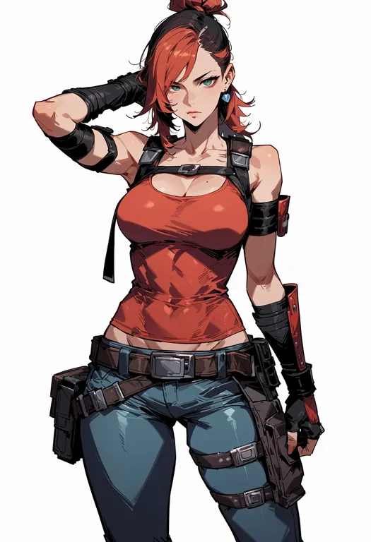 masterpiece, best quality, score_7, safe, borderlands (series), solo, simple background — by k3scat, made with ComfyUI