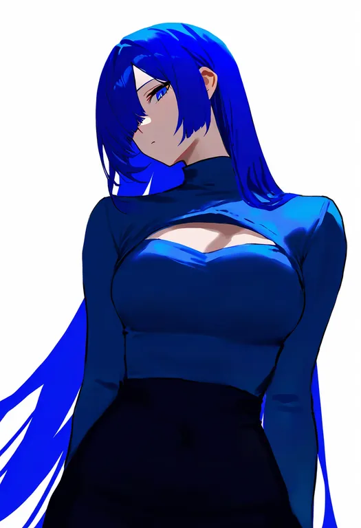 masterpiece, best quality, newest, absurdres, highres, safe, blue_shrug, 1girl, solo, simple_background — by k3scat, made with ComfyUI