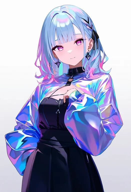 masterpiece, best quality, newest, absurdres, highres, safe, iridescent_clothes, 1girl, solo, simple_background — by k3scat, made with ComfyUI