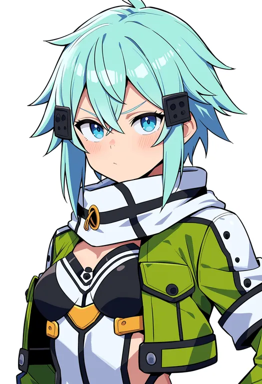 masterpiece, best quality, score_7, safe, sinon, solo, upper body, simple background — by k3scat, made with ComfyUI