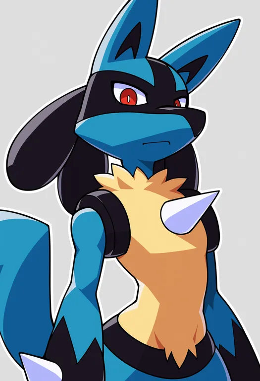 masterpiece, best quality, score_7, safe, lucario, solo, upper body, simple background — by k3scat, made with ComfyUI