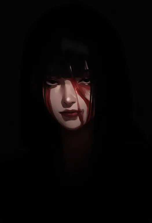 masterpiece, best quality, newest, absurdres, highres, safe, blood_on_face, 1girl, solo, simple_background — by k3scat, made with ComfyUI