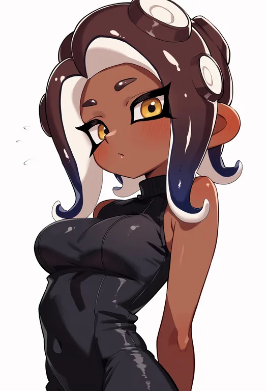 masterpiece, best quality, score_7, safe, octoling player character, solo, upper body, simple background — by k3scat, made with ComfyUI