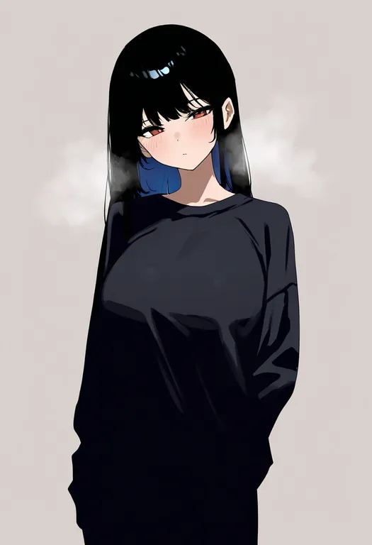 masterpiece, best quality, newest, absurdres, highres, safe, steaming_body, 1girl, solo, simple_background — by k3scat, made with ComfyUI