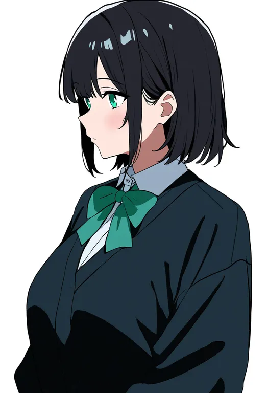 masterpiece, best quality, newest, absurdres, highres, safe, green_bow, 1girl, solo, simple_background — by k3scat, made with ComfyUI
