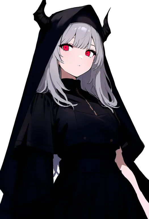 masterpiece, best quality, newest, absurdres, highres, safe, horned_headwear, 1girl, solo, simple_background — by k3scat, made with ComfyUI