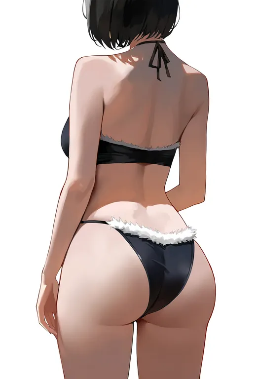 masterpiece, best quality, newest, absurdres, highres, safe, fur_bikini, 1girl, solo, simple_background — by k3scat, made with ComfyUI