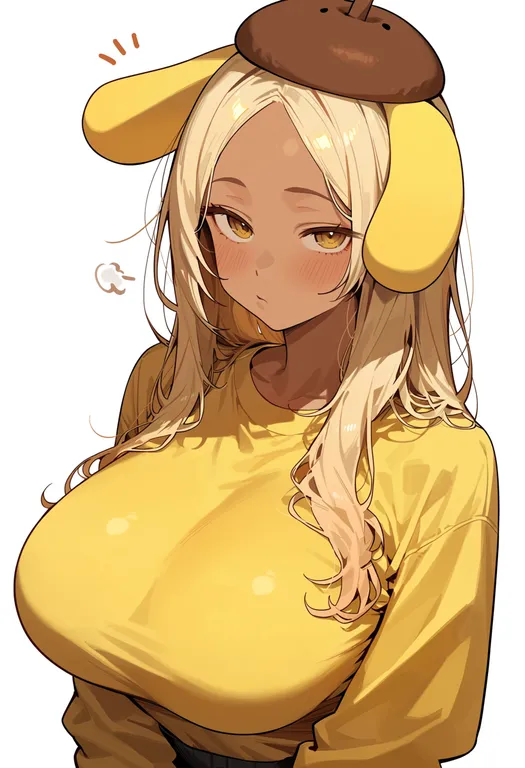 masterpiece, best quality, score_7, safe, pompompurin, solo, upper body, simple background — by k3scat, made with ComfyUI