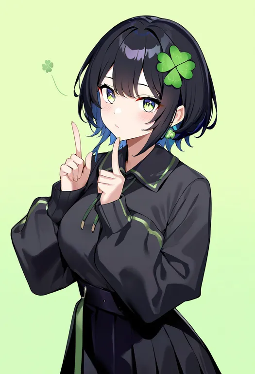 masterpiece, best quality, newest, absurdres, highres, safe, clover, 1girl, solo, simple_background — by k3scat, made with ComfyUI