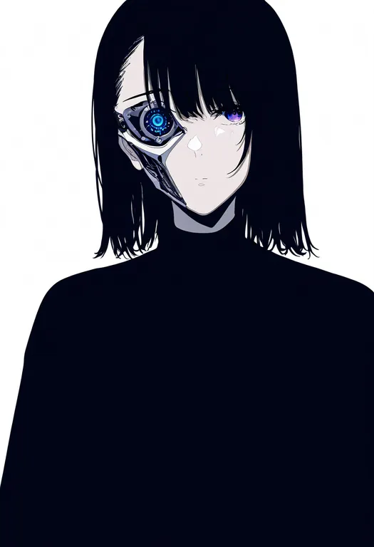 masterpiece, best quality, newest, absurdres, highres, safe, mechanical_eye, 1girl, solo, simple_background — by k3scat, made with ComfyUI