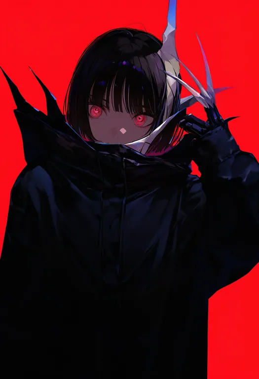 masterpiece, best quality, newest, absurdres, highres, safe, fake_claws, 1girl, solo, simple_background — by k3scat, made with ComfyUI