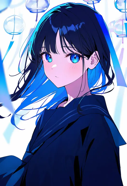 masterpiece, best quality, newest, absurdres, highres, safe, wind_chime, 1girl, solo, simple_background — by k3scat, made with ComfyUI