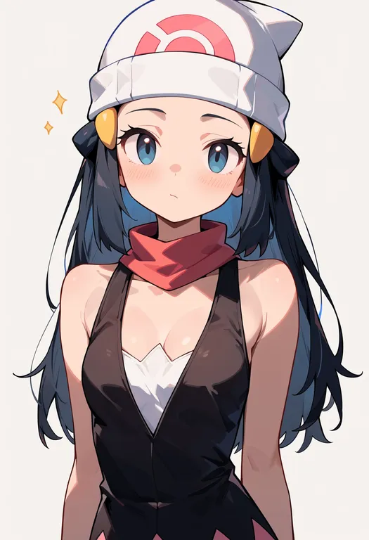 masterpiece, best quality, score_7, safe, dawn (pokemon), pokemon, solo, upper body, simple background — by k3scat, made with ComfyUI