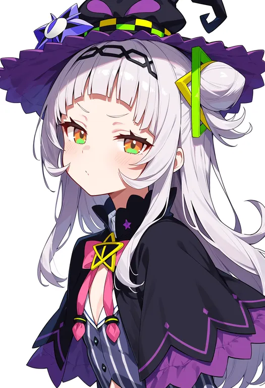 masterpiece, best quality, score_7, safe, murasaki shion (1st costume), solo, upper body, simple background — by k3scat, made with ComfyUI
