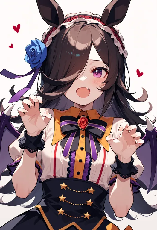 masterpiece, best quality, score_7, safe, rice shower (make up vampire!) (umamusume), umamusume, solo, upper body… — by k3scat, made with ComfyUI