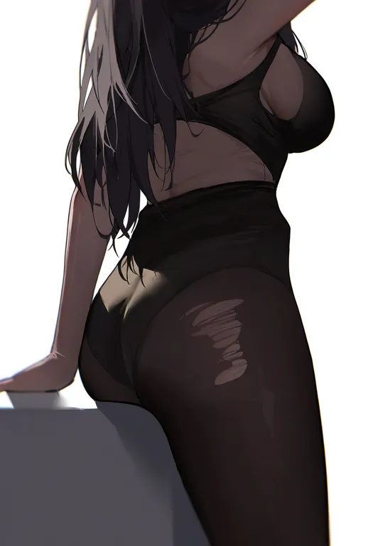 masterpiece, best quality, newest, absurdres, highres, safe, torn_bodystocking, 1girl, solo, simple_background — by k3scat, made with ComfyUI