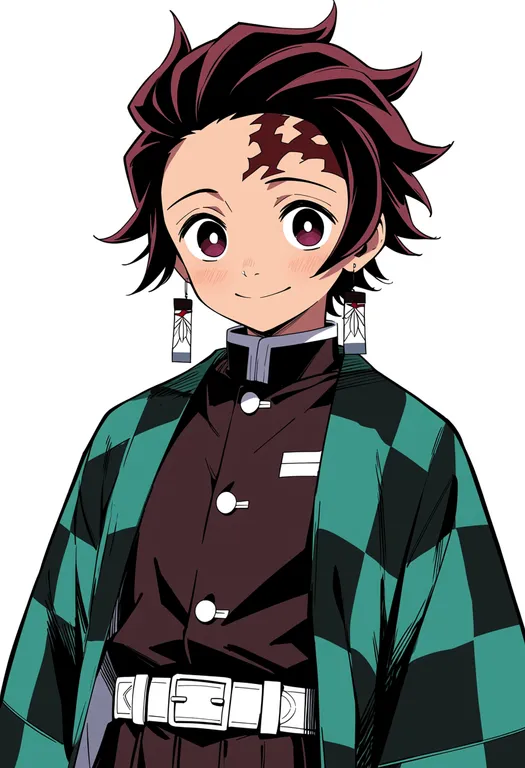 masterpiece, best quality, score_7, safe, kamado tanjirou, solo, upper body, simple background — by k3scat, made with ComfyUI